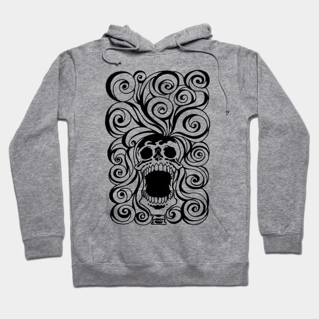 Screeching skull With Bad Hair Day Hoodie by ebayson74@gmail.com